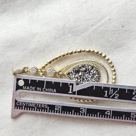 Gold over sterling CZ & druzy pendant - Picture 10 of 10